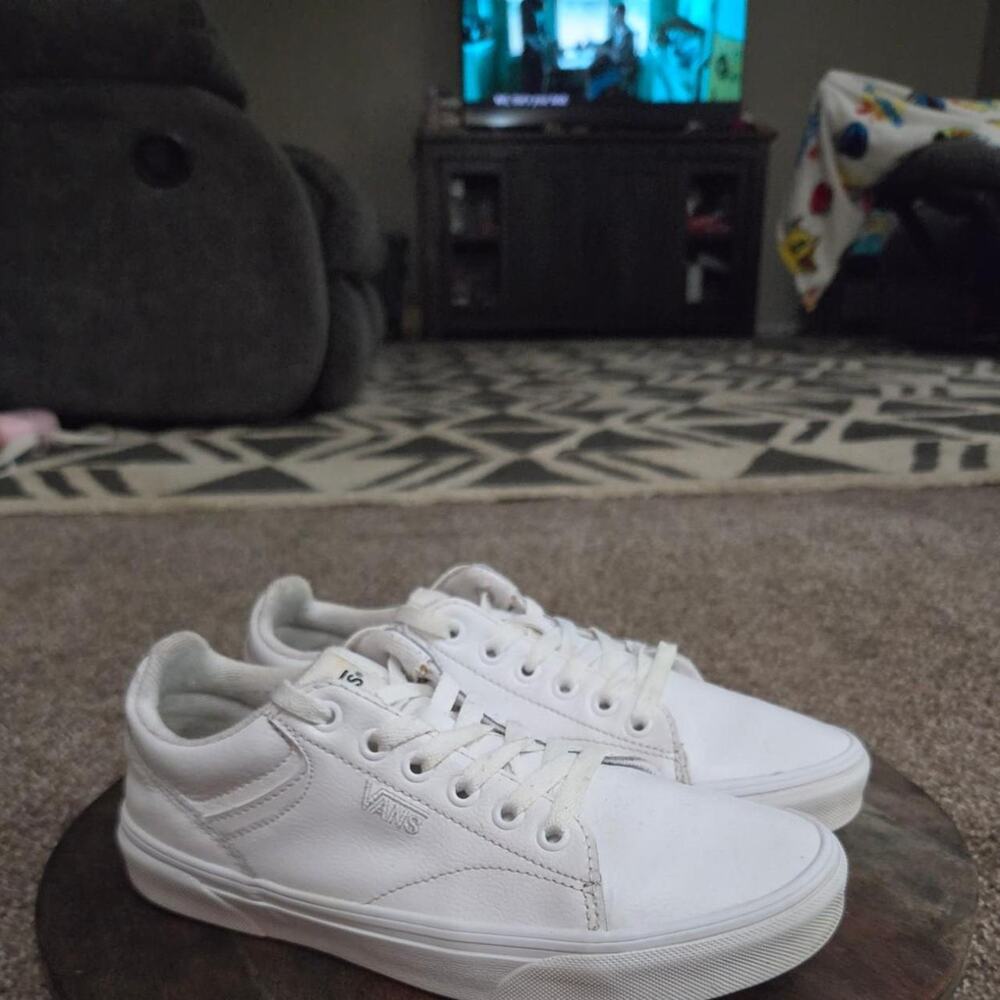 Vans womens white low top sneakers